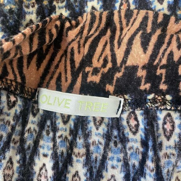 Olive Tree Boho Blue Tan Open Front Duster Cardigan sz M - Picture 5 of 7